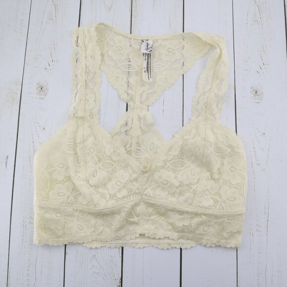 Free People Express Lace Racerback Bralette Set Of 3 Small Dainty Fairy Grunge - Picture 2 of 16